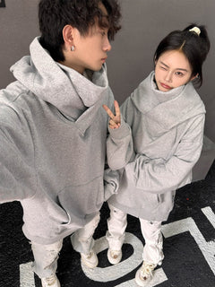 Loose High Collar Fleece Lined Hoodie